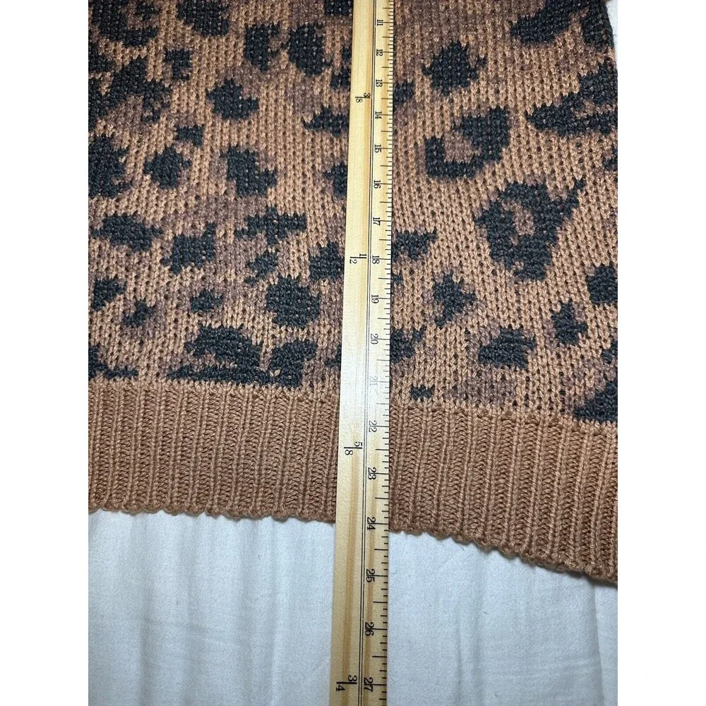 AERIE‎ Oversized Animal Print Crewneck Soft Cozy Brown Sweater SMALL NWT